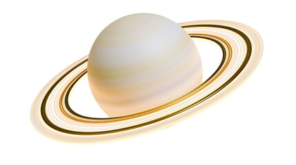 Saturn planet with detailed rings, isolated on transparent background © Charlie