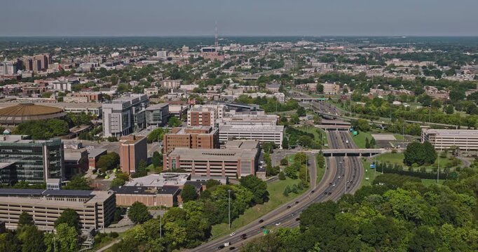 Richmond Virginia Aerial v93 flyover above Upper Shockoe Valley, Biotech, MCV and the Capitol District toward downtown - Shot with Inspire 3 8k - Sept 30th 2023