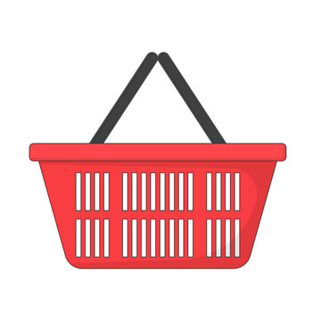 Shopping Basket Vector Illustration. Clean Icon Design Element Isolated on White Background