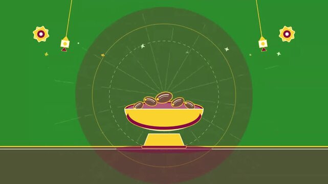 animated video of Islamic iftar food dishes