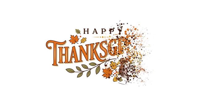 Happy Thanksgiving Celebration with Autumn Leaves and Turkey.