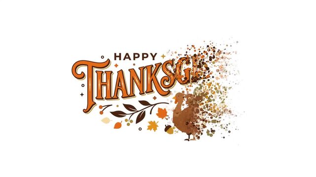 Happy Thanksgiving Celebration with Turkey and Autumn Leaves.