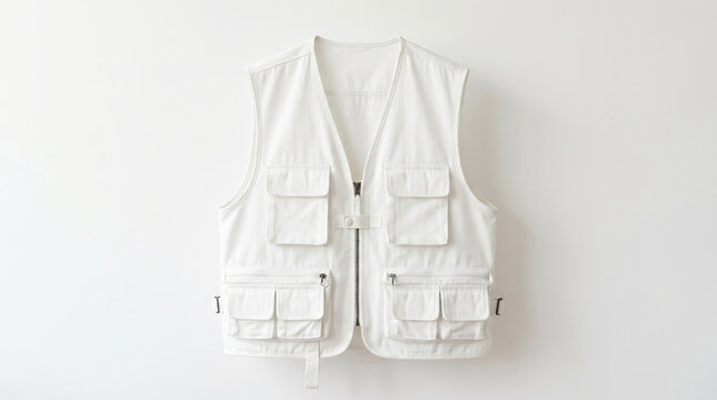 White Multi-Pocket Utility Vest for Outdoor Adventures and Photography