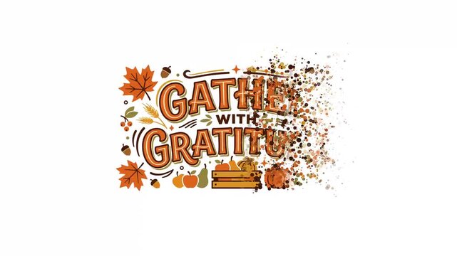 Gather with Gratitude - Thanksgiving Celebration with Autumn Leaves and Pumpkins.