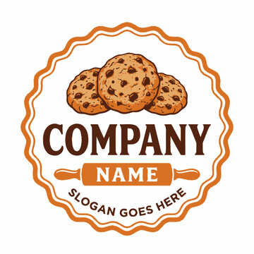Circular vintage cookie bakery logo badge with text placeholders