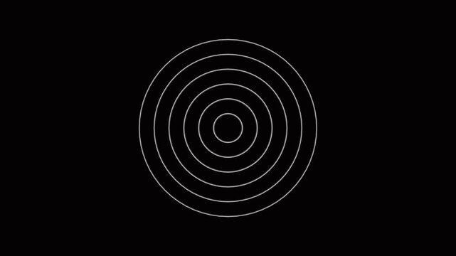 Digital radio waves screen animation on black background.. network tower produced radio wave concept. radio  waves concept Circle circuit signal waves,