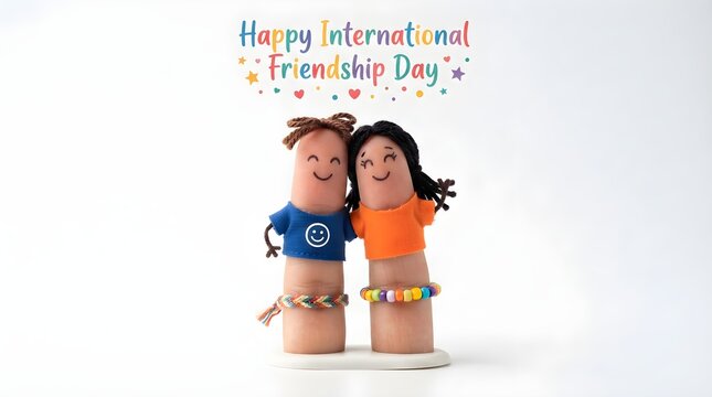 Happy International Friendship Day Concept with Fingers Forming a Friendship Gesture, Isolated on White Background. Friendship, Unity, Love, Connection and Social Bonding