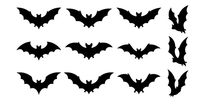 Black bat silhouettes arranged in a 3x3 grid pattern
