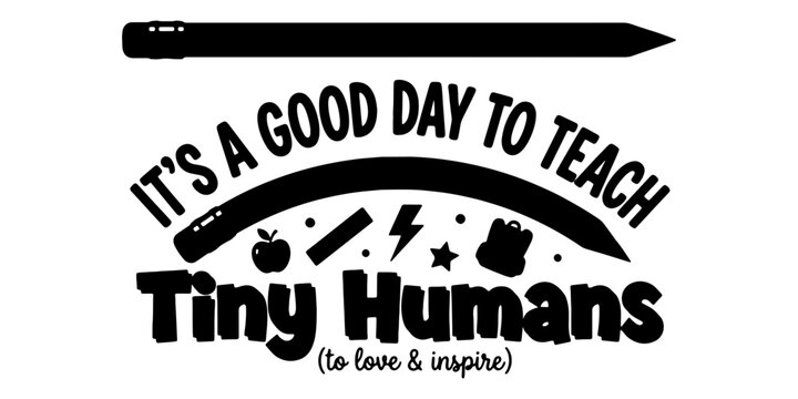 Silhouette of teacher with pencils and educational text chalkboard