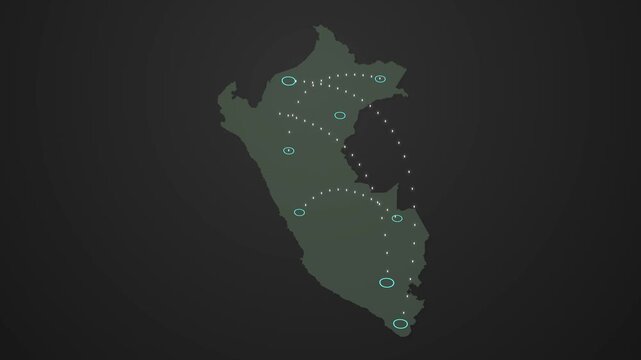 Peru Map Signal Transmission Animation for Communication and Connectivity