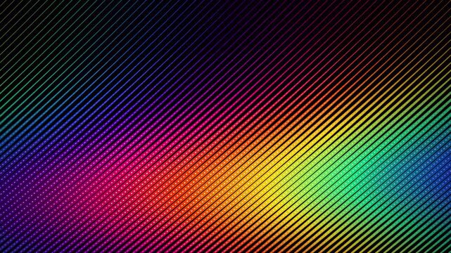 Abstract rainbow diagonal lines motion background, with glowing led, dot pattern spectrum