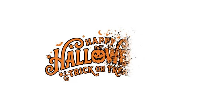 Happy Halloween Trick or Treat Spooky Celebration with Pumpkin and Bats.