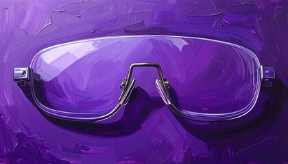 Clear Safety Goggles on Vibrant Purple Background.