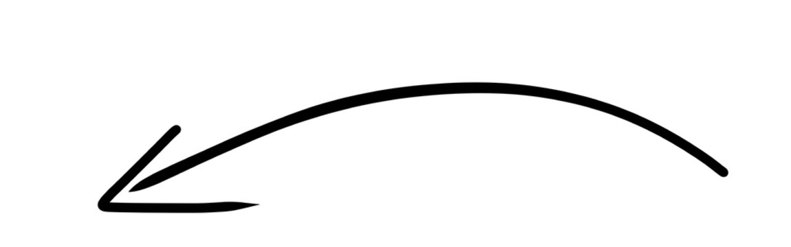Hand drawn curved arrow pointing left