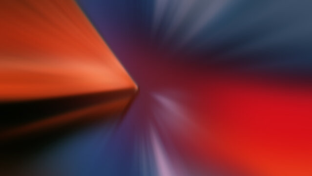 Abstract Blurred Gradient Background with Orange and Red Spots and White Radial Rays on Blue for Web Banner.