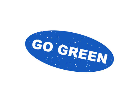 Blue oval rubber stamp with the text go green in white letters isolated on transparent background