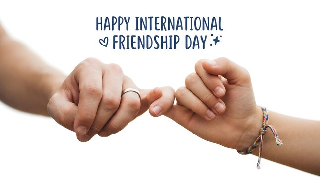 Happy International Friendship Day Concept with Fingers Forming a Friendship Gesture, Isolated on White Background. Friendship, Unity, Love, Connection and Social Bonding
