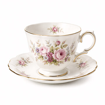 vintage porcelain cup and saucer with floral pattern