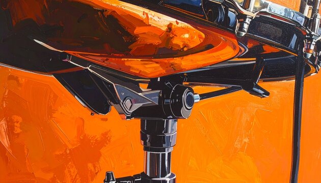 Close up of a modern orange car rear wing detail.