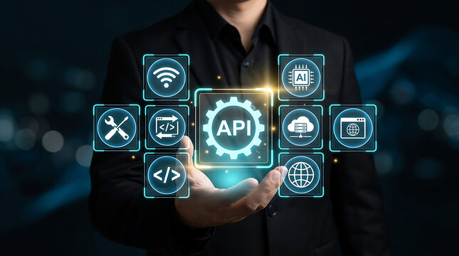 API application programming interface technology integration software development concept