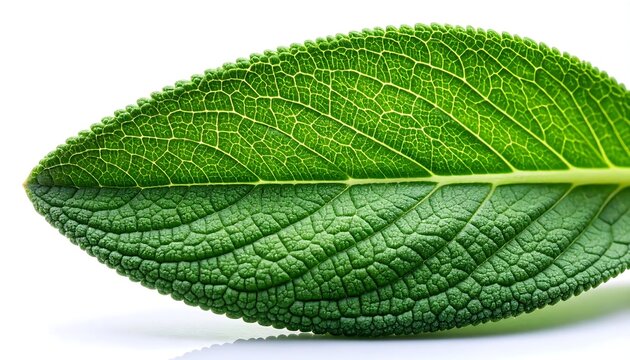 Detailed Close-up of Vibrant Green Leaf Veins Showing Natural Botanical Texture