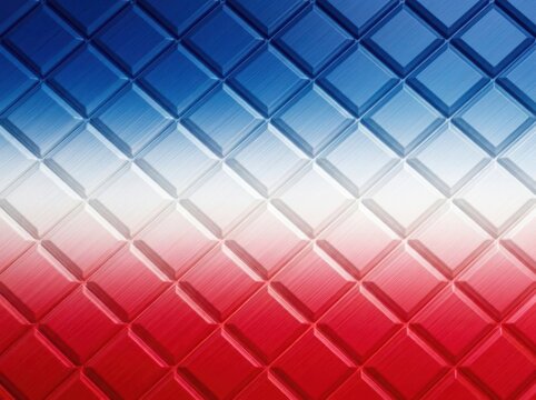 Red white and blue metallic diamond tiles pattern background for patriotic themes.