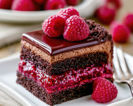 Luxury Chocolate Berry Cake with Mirror Glaze &ndash; AI Generative