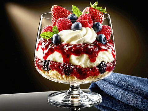 Berry Cheesecake Parfait in Elegant Glass &ndash; AI Generative