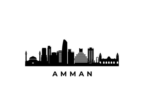 Vector Amman skyline. Travel Amman famous landmarks. Business and tourism concept for presentation, banner, web site.