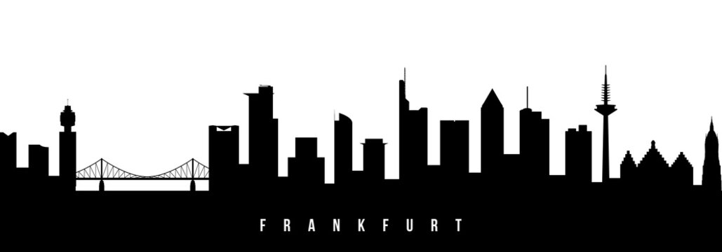 Vector silhouette illustration of Frankfurt urban skyline. Modern minimalist cityscape graphic, perfect for travel, banners or backgrounds
