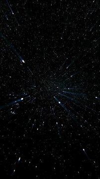 Stars move away into deep space, creating a sense of infinite depth and distance. This view highlights the vastness of the cosmos.