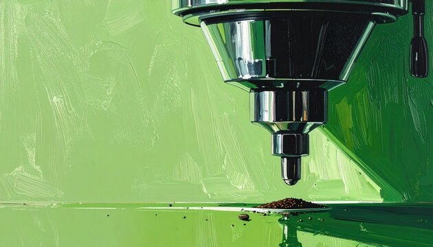 Precision CNC milling machine cutting green metal surface.