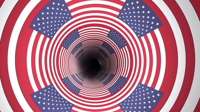 American flag vortex tunnel hypnotic animation