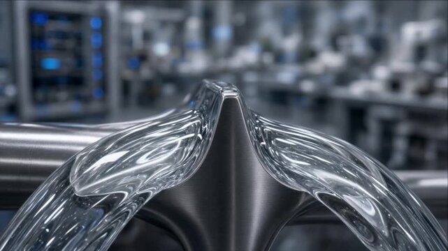 Cinematic clean water technology background fluid metal splash futuristic industrial flow concept loop abstract art dynamic motion design energy science lab innovation cool tone high detail with