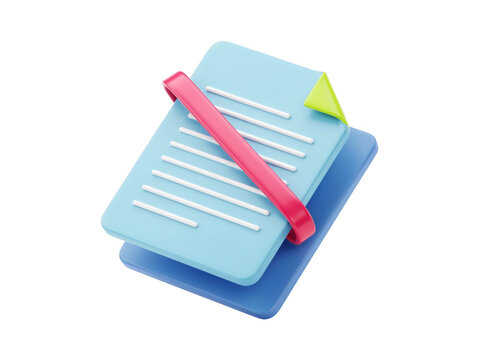 3d icon of a blue document file with a red pen