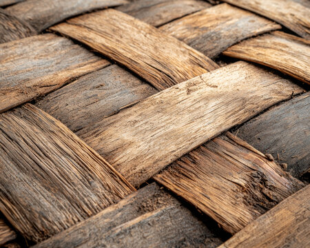 Wood weave texture basket pattern close up of rustic woven natural fiber surface