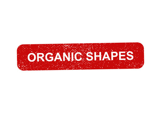Red rectangular rubber stamp with organic shapes text