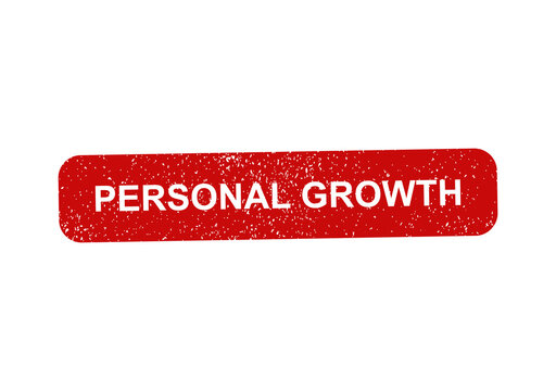 Red rubber stamp with the text personal growth