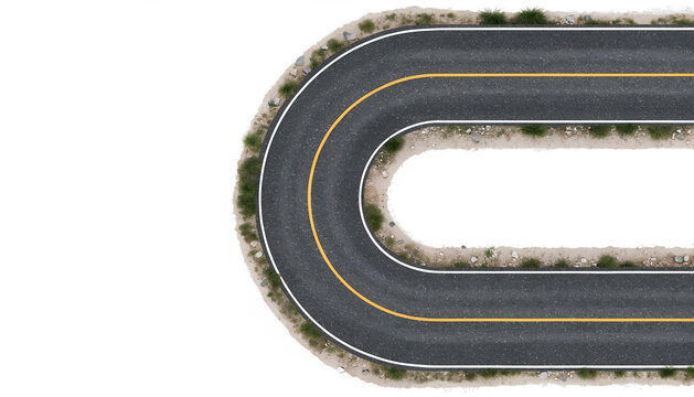 A road taking U-turn, isolated on transparent background