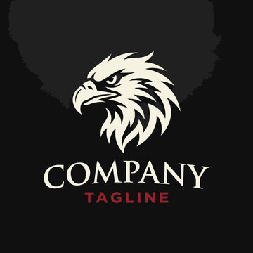 White eagle head logo on black