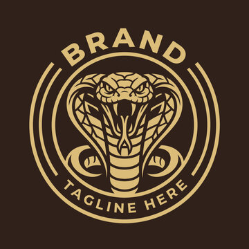Aggressive cobra snake mascot in circular badge logo.