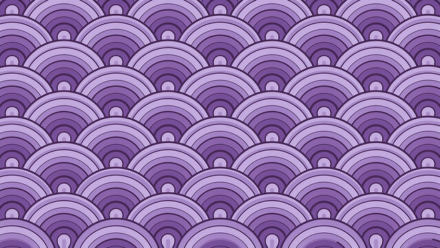 Geometric purple fan scale pattern in repeating seamless design with seamless background geometry wallpaper abstract circular repeating creative