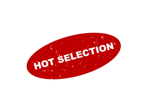 Red oval badge with hot selection text on black background
