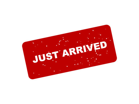 Red grunge rubber stamp with the text just arrived isolated