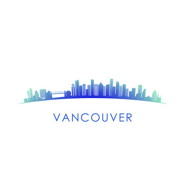 Vancouver skyline silhouette. Vector design colorful illustration