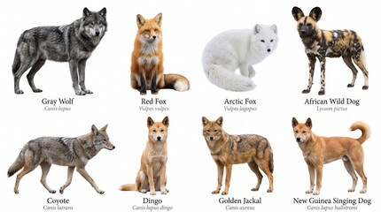 Obraz premium Wild animal collection set isolated on white background featuring lion, elephant, tiger, zebra, giraffe, eagle, and fauna for nature, safari, or zoo design.