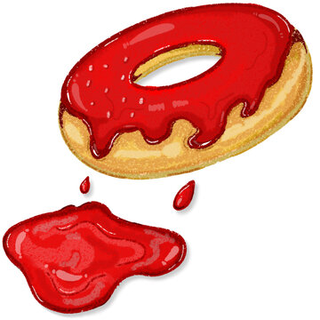 Delicious strawberry donut vector illustration