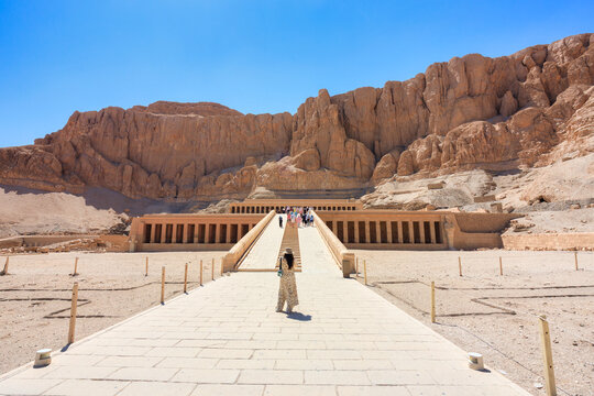 The mortuary temple of Quinn Hatshepsut located opposite the city of Luxor, Egypt.