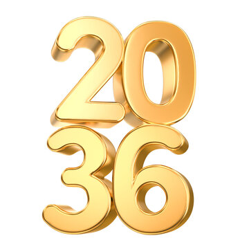 3D gold number 2036