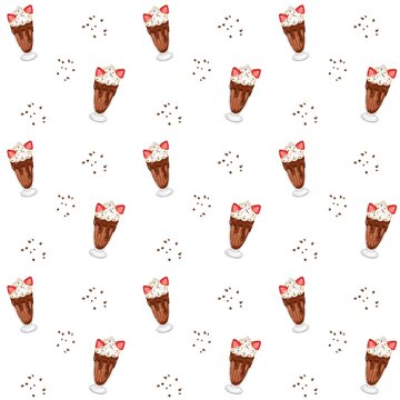 Seamless chocolate milkshake dessert pattern